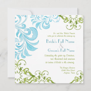 Dragonfly Swirls Scroll Chic Floral Invitation mod