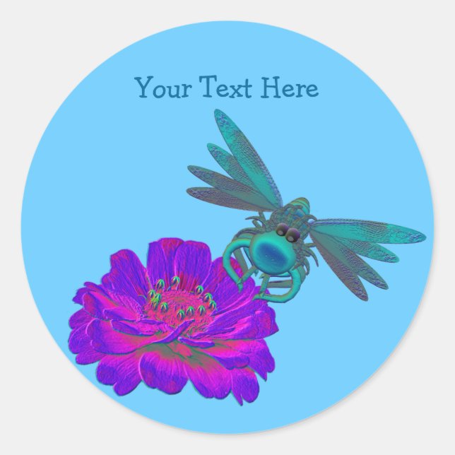 Dragonfly Whimsical Sur Sticker Flower (Devant)