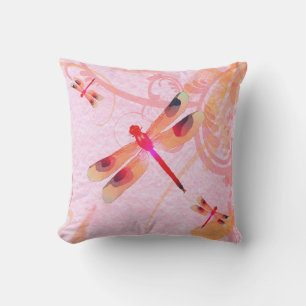 Dragonlies Sur Coussin Rose Extérieur
