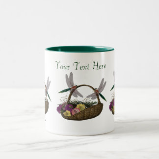 Dragonlies Sur Panier De Fleurs Mug De Café