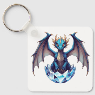 Dragonne de porte-clés sortant d'un œuf de cristal