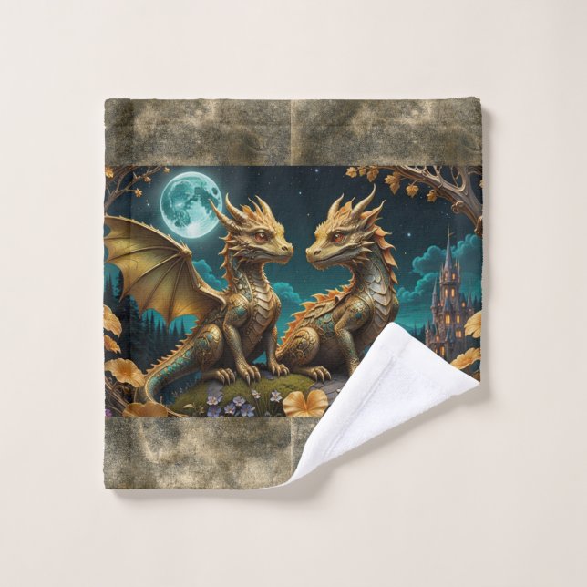 Dragons au clair de lune (Gant de toilette)