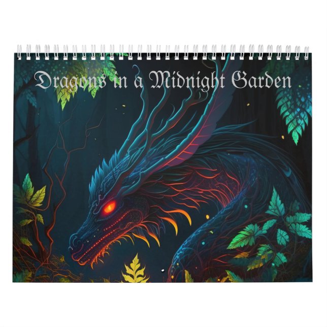 Dragons dans un calendrier de jardin de minuit (Protection)