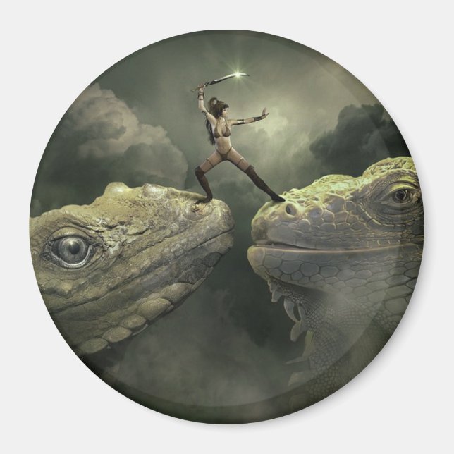 Dragons d'art Imaginaire et Magnet Warrior Woman (Devant)