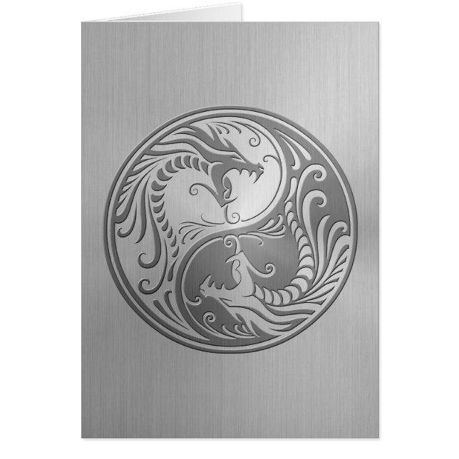 Dragons de Yin Yang d'acier inoxydable (Devant)