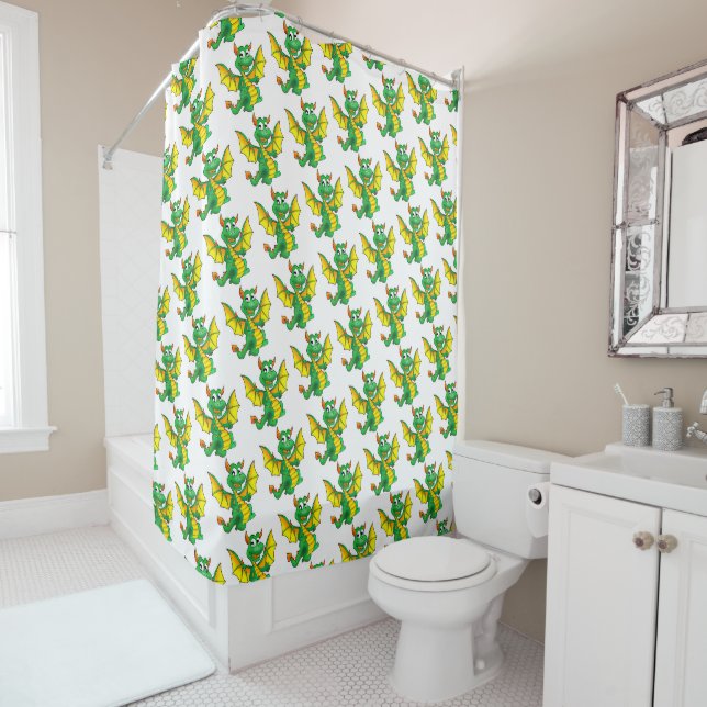 Dragons Rideau de douche pour enfants (En situation)