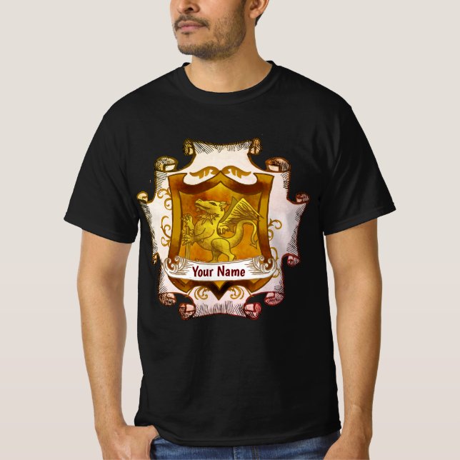 Dragons Shield  Family Crest Surname  t-shirt (Devant)