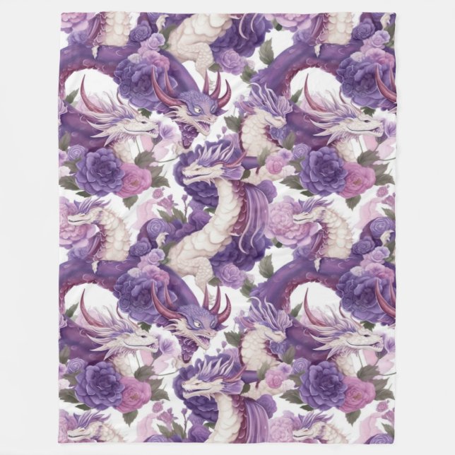 Dragons violets et blancs et couverture en polaire (Devant)