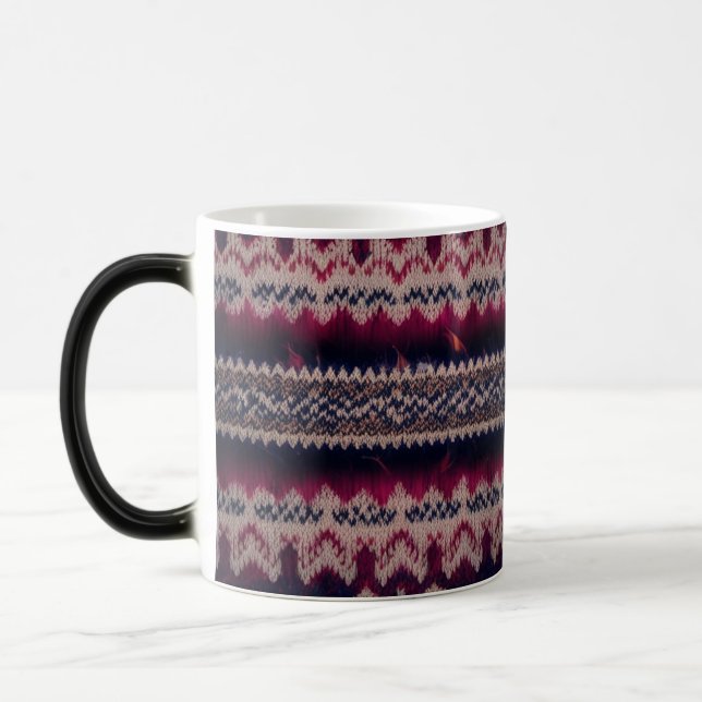 Dramatic Nordic Knit Fair Isle Color Changing Mug (Gauche)