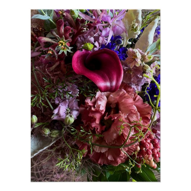 Dramatic Purple Floral Elegance Art Poster (Devant)