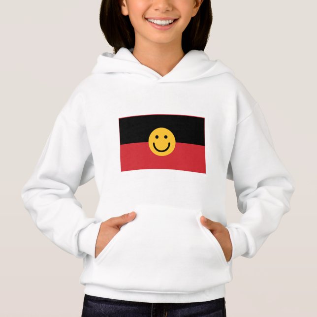 Drapeau aborigène australien avec visage sourire (Devant)