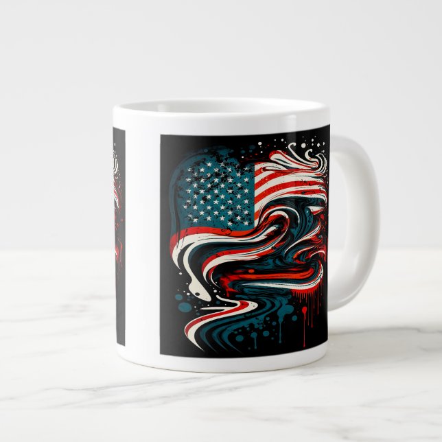 Drapeau Abstrait américain Jumbo Mug (Devant droit)