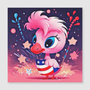 Drapeau américain avec Flamant rose Cartoon-69216