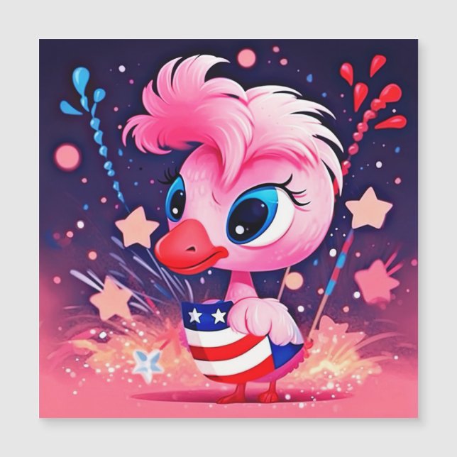 Drapeau américain avec Flamant rose Cartoon-69216 (Devant)