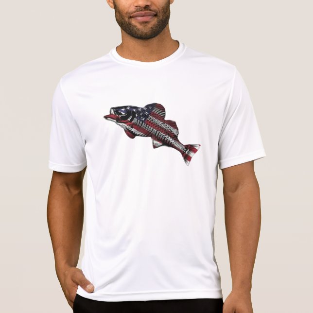 Drapeau américain avec pêche 🎣 T-shirt (Devant)
