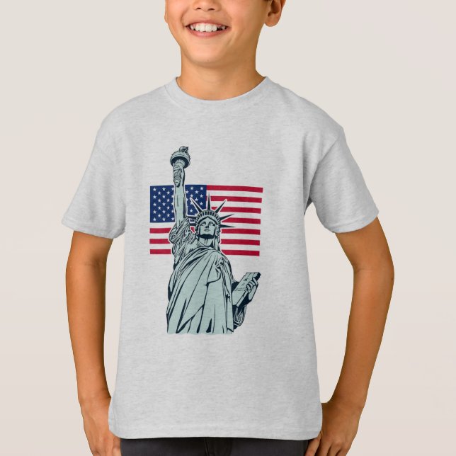 Drapeau américain avec T-shirt Lady Liberty (Devant)