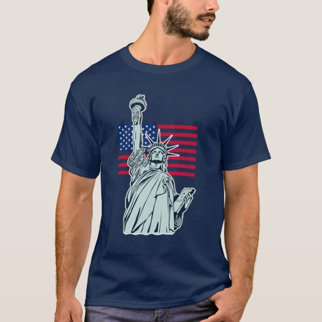 Drapeau américain avec T-shirt Lady Liberty (Devant)