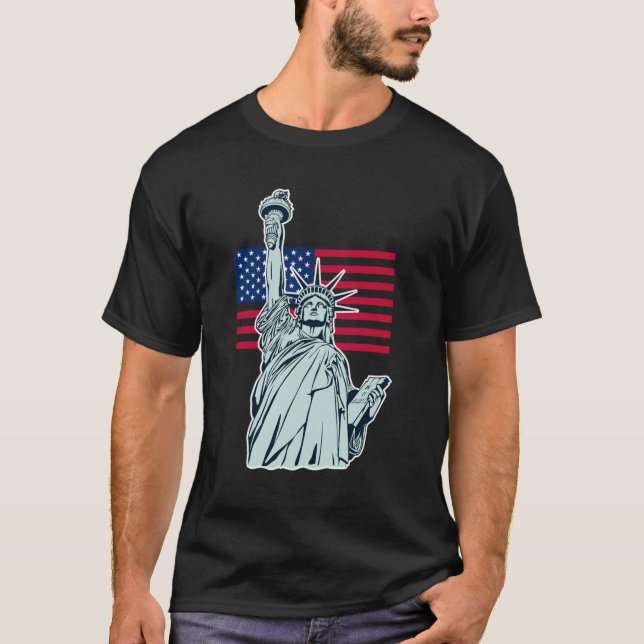 Drapeau américain avec T-shirt Lady Liberty (Devant)
