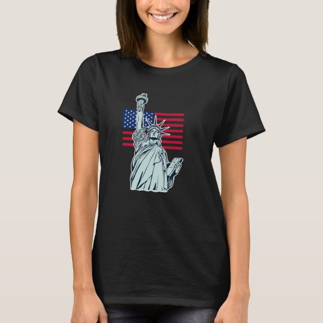 Drapeau américain avec T-shirt Lady Liberty (Devant)