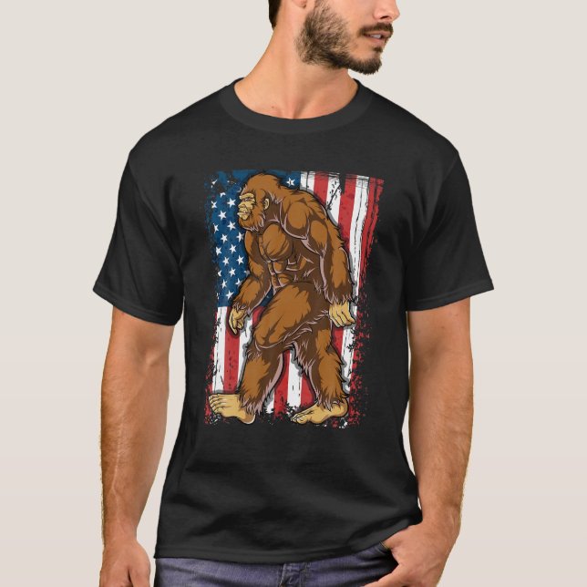 Drapeau américain Bigfoot 4 juillet T-shirt Hommes (Devant)