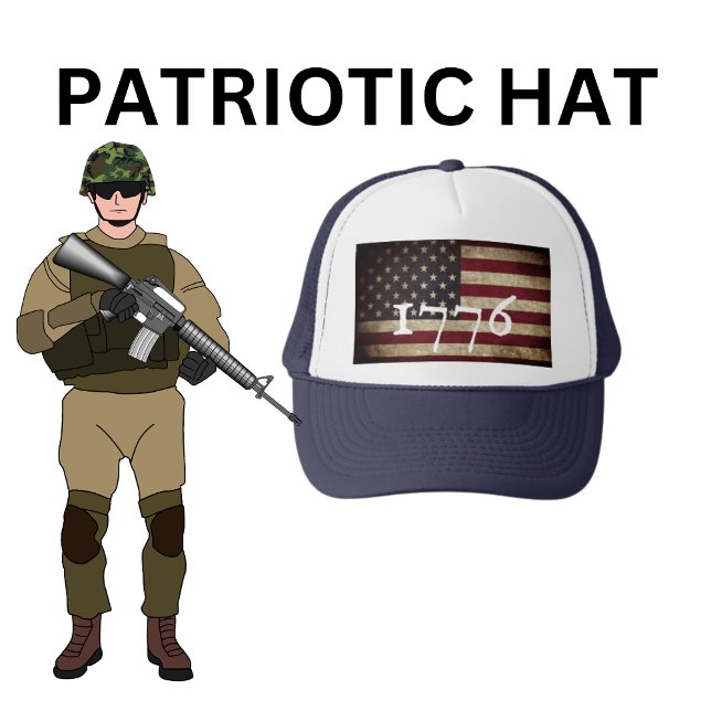 Drapeau américain de 1776 Casquette de camionneur  (American Flag Trucker Hat)