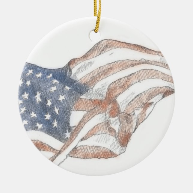 Drapeau américain de Noël Ornement de Noël (Devant)