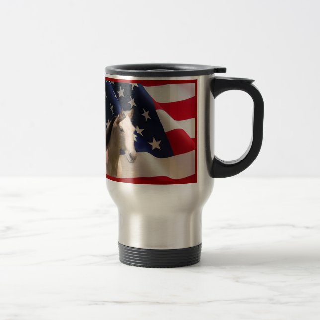 Drapeau américain de tasse de voyage de cheval (Droit)