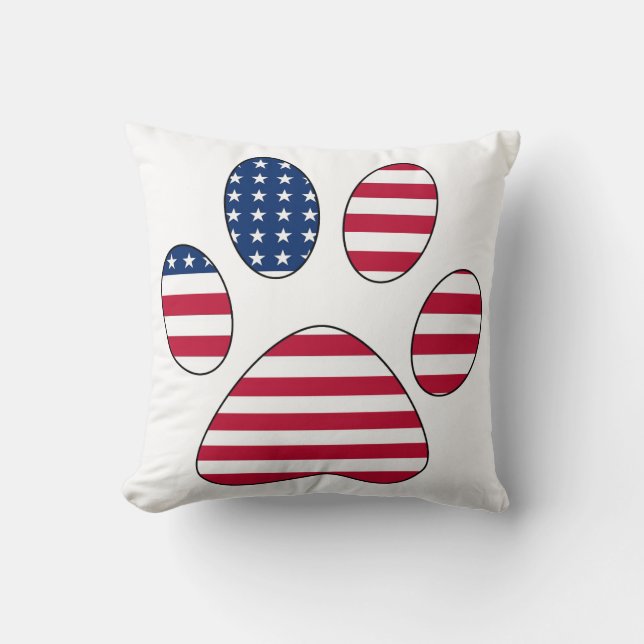 Drapeau américain empreinte de patte coussin (Recto)