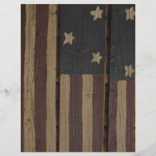 Drapeau américain en bois primitif