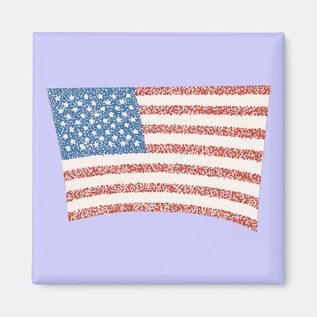 Drapeau américain en magnet pointillisme (Devant)