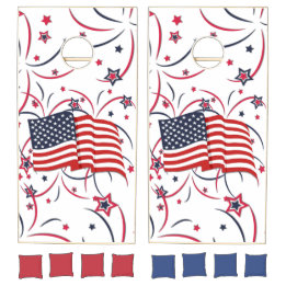 Drapeau américain et feux d'artifice