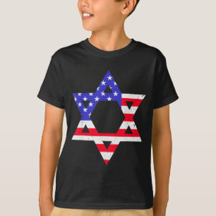 Drapeau Américain Étoile De David T-Shirt Hanukkah