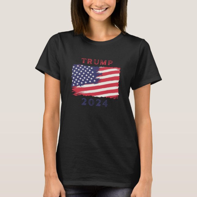 Drapeau américain féminin Trump 2024 T-Shirt (Devant)