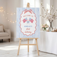 Drapeau Américain Fille Noeud Anniversaire Panneau