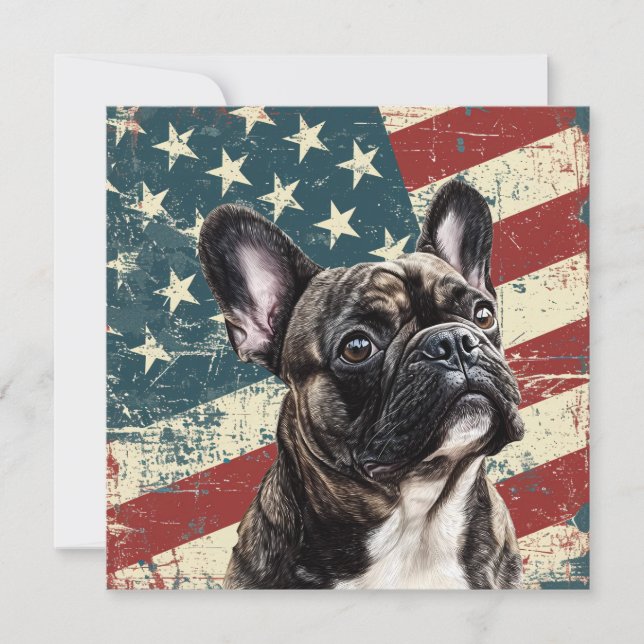 Drapeau américain Grunge Bouledogue Français (Devant)