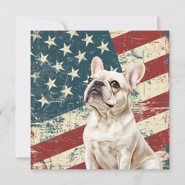 Drapeau américain Grunge Bouledogue Français blanc (Devant)
