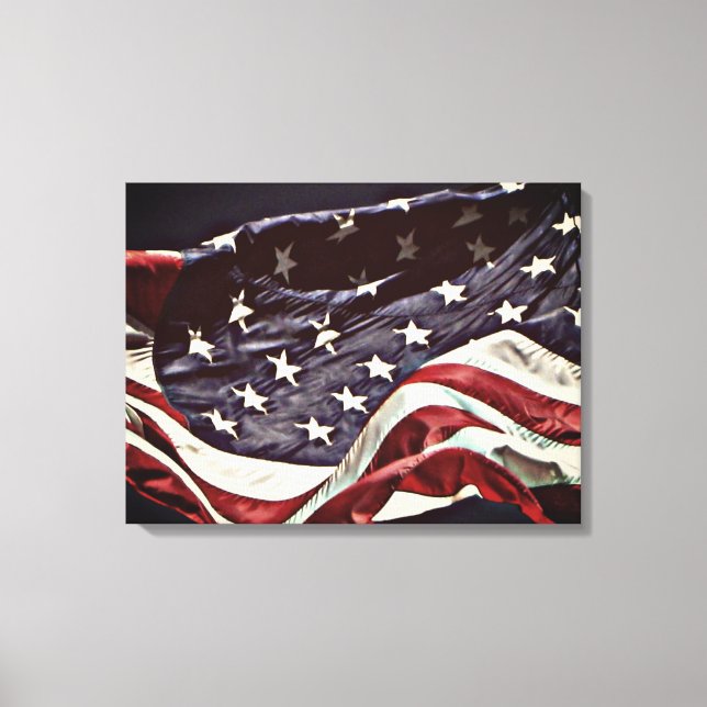 Drapeau Américain Impression sur Toile Encadrée 3  (Recto)