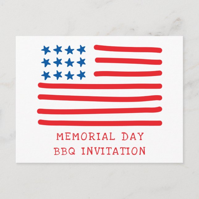 Drapeau Américain - Invitation BBQ Jour de la Mémo (Devant)