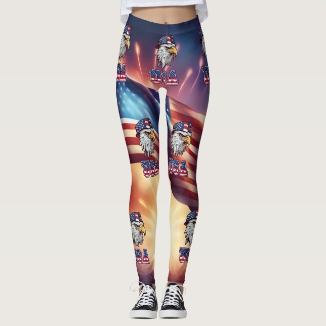 Drapeau américain Leggings tout-sur-impression (Devant)