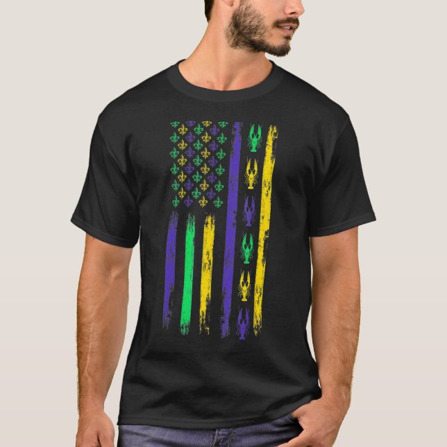 Drapeau Américain Mardi Gras T-shirt Mardi Gras Cr (Devant)