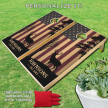 Drapeau américain | Monogramme familial | Chasse a