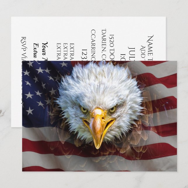 Drapeau américain patriotique et invitation à l'ai (Devant / Derrière)