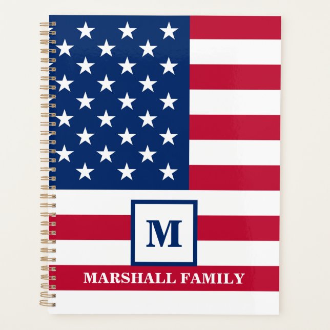 Drapeau américain personnalisé avec monogramme USA (Devant)