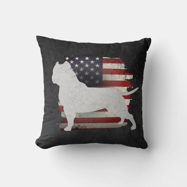 Drapeau américain Pitbull patriotique oreiller (Recto)