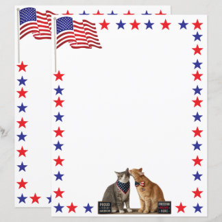 Drapeau américain rouge, blanc et bleu et chats pa