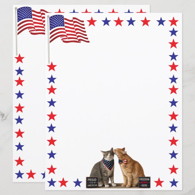 Drapeau américain rouge, blanc et bleu et chats pa (Devant / Derrière)