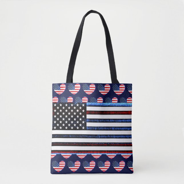 Drapeau américain Sac fourre-tout bleu rouge patri (Devant)