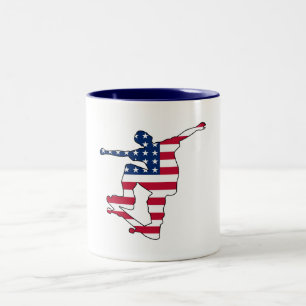 Drapeau américain skateboarder mug