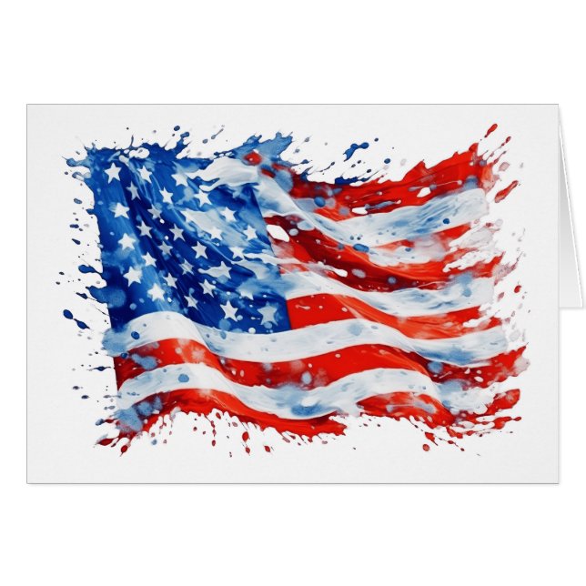 Drapeau américain USA Aquarelle 4 juillet (Devant horizontal)
