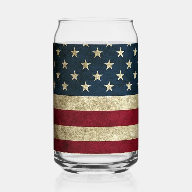 Drapeau américain Verre en forme de Canette Simple (Recto)